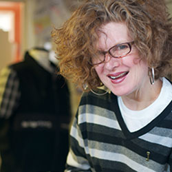 Theresa looking up and smiling